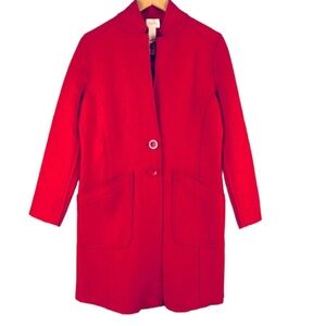 Chico’s boiled wool-blend topper jacket. 2 button front, raised seams, unlined.